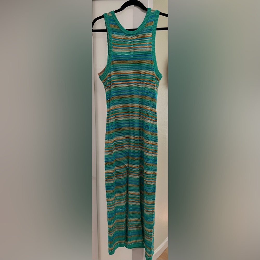 Bar III Striped Knit Maxi Dress in Green and Tan